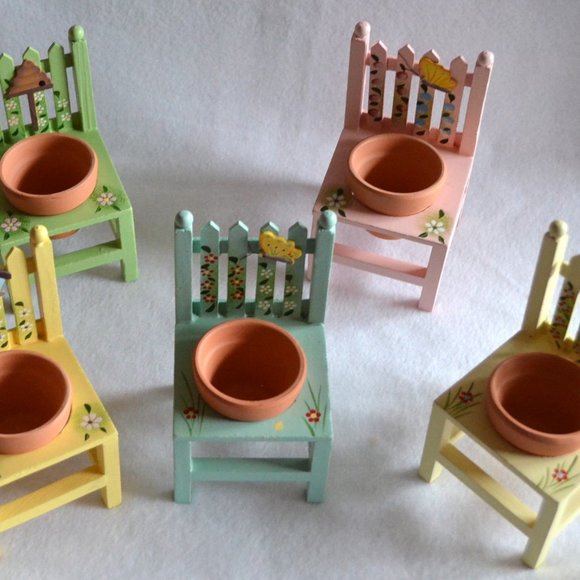 Other - Wooden Chair Plant Stand Set